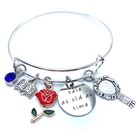 Fairytale Bracelet Tale As Old As Time Rose Book Mirror Beauty And The Beast - Picture 2 of 3